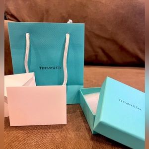Tiffany & Co. mini bag, jewelry box w/ ribbon, and mini letter + envelope
